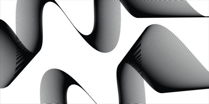 Abstract Gray Wave Ribbon With Layered Lines and Flowing Mesh Pattern Suggesting Motion and Technology.modern.Art