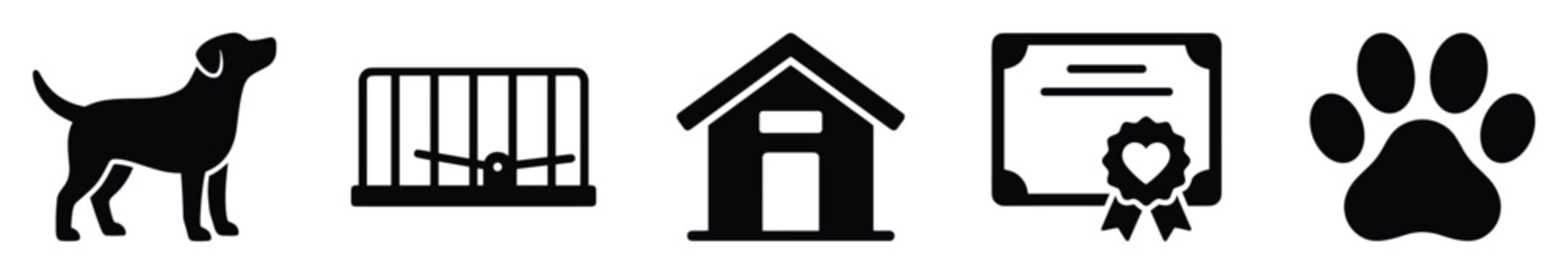 Essential pet care and adoption icons for animal welfare presentations and dogrelated services