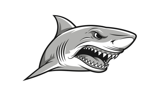 Gray shark with sharp teeth head.