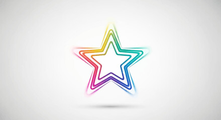 Obraz premium Rainbow Star Outline, Colorful Abstract Geometric Shape, Bright Festive Design Element