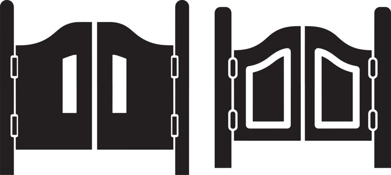 Saloon swinging doors western entrance gate icon