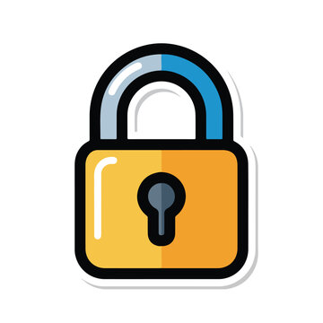A colorful vector illustration of a simple closed padlock icon.