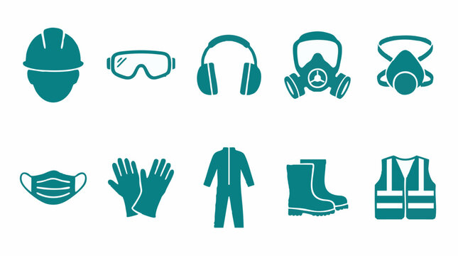 Personal Protective Equipment (PPE) Icons Set for Workplace Safety