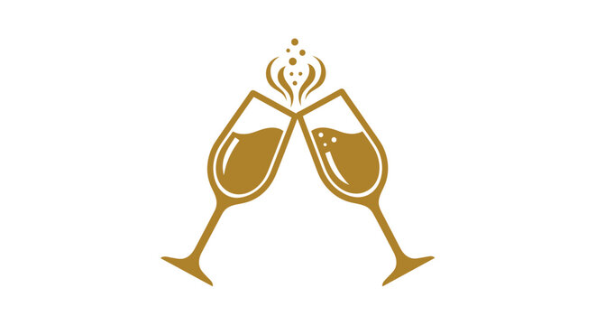 Golden Champagne Glasses Celebration Toast.