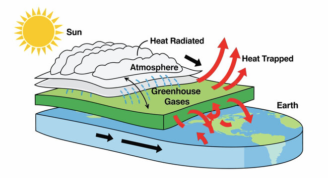 Greenhouse gases on Earth surface.