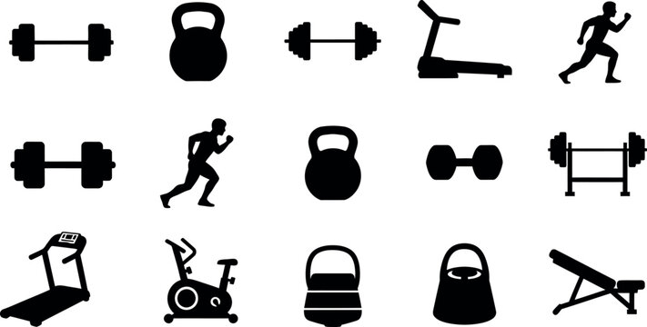 fitness workout icons set flat design vector illustration