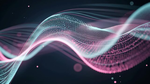 Mesmerizing vibrant sound waves with colorful abstract flowing patterns and dynamic light effects