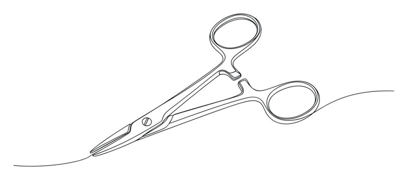 Surgical clamp continuous line art holding thread for medical and science education.