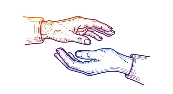 Helping Hands: Two hands reaching out to each other, symbolizing support, care, and connection.
