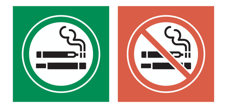 No smoking no vaping and smoking area sign set, forbidden symbol , prohibition circle slash signs, isolated on transparent background, clean vector illustration.