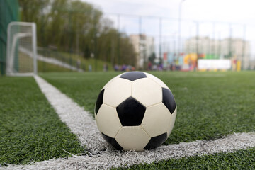 Soccer ball on soccer field © erika8213