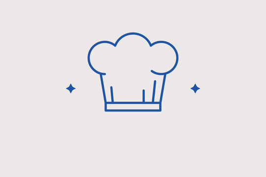 Chef hat line icon for professional kitchen staff and culinary expertise. Iconic vector illustration for restaurant logos and cooking masterclass advertisements.
