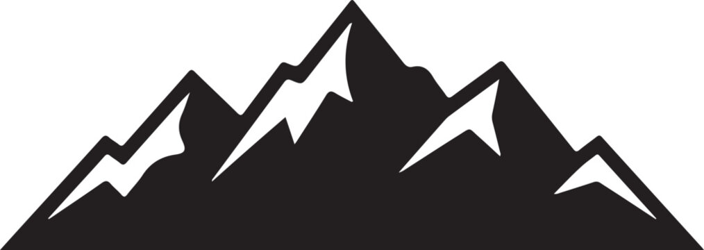 Black mountain range silhouette with sharp peaks and white negative space mountains d