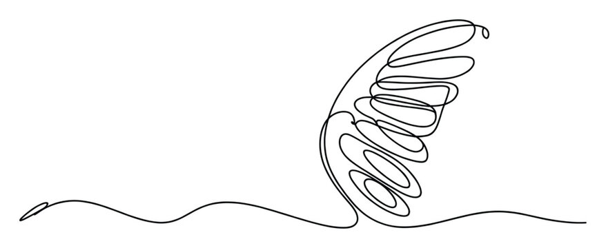 Minimalist continuous line drawing of a powerful storm tornado for weather forecast and warning