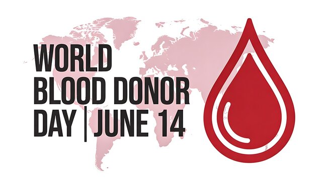 World blood donor day june fourteen banner with red drop symbol and global awareness theme