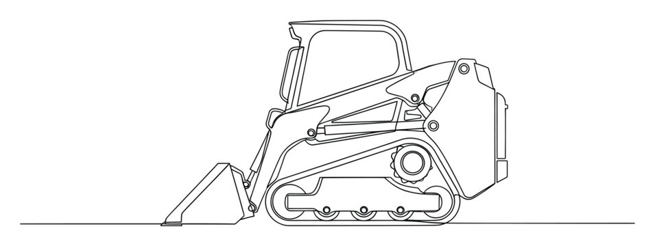 Industrial compact track loader line drawing for building construction and earthmoving projects