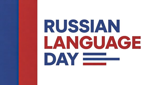 Russian language day minimal banner with flag colors and clean typography design  
