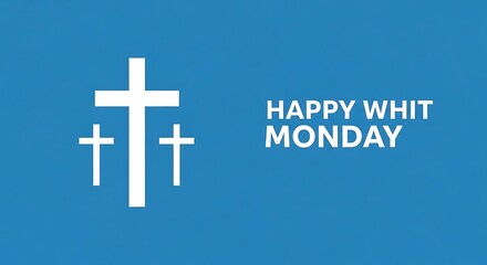 Happy whit monday greeting with christian crosses