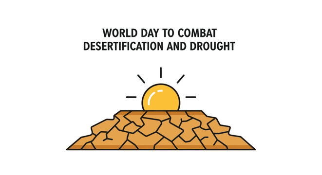 Vector graphic illustration for world day to combat desertification and drought with a dry landscape