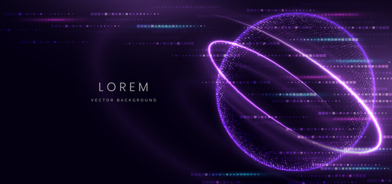 Abstract futuristic background featuring glowing purple light trails.