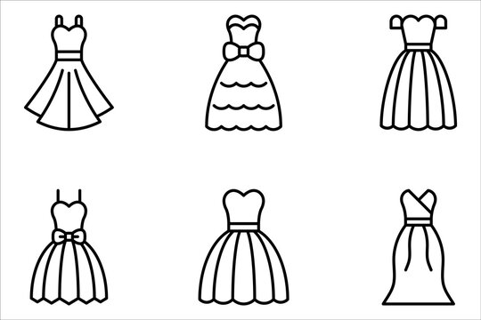 Wedding dress icon set. Female fashion concept. vector illustration on white background