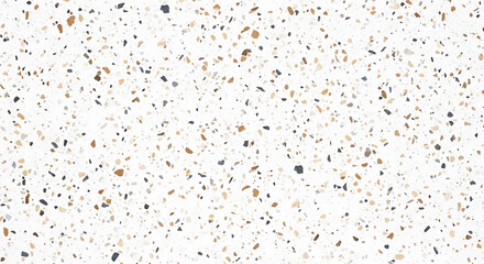 White terrazzo pattern with brown black and beige flecks background texture