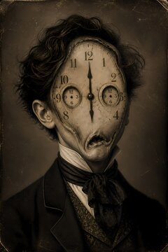 weird face morphed clock man 