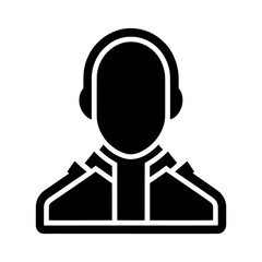 Obraz premium minimalist black headset icon for technology and communication design