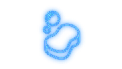 Glowing neon sponge with bubbles icon isolated on transparent background. Cleaning tool. Washing equipment. Hygiene sign. Household chores. Bath time. © mominulim