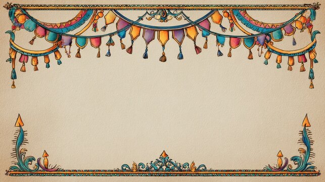 Whimsical Ornate Border with Spear Dividers and Banner Frames