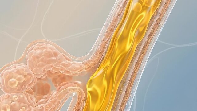 Sebaceous gland anatomy close up showing oil production inside skin for hydration and health with detailed biology of gland structure regulating natural oil secretion and balanced skin function