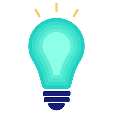 Colorful light bulb icon symbolizing ideas, creativity, innovation, inspiration, and smart solutions for business, technology, and design concepts.