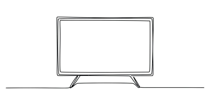 Continuous single line drawing of a modern television screen