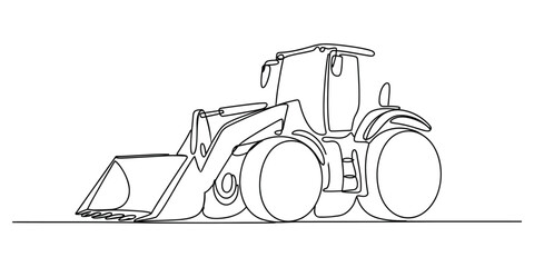 Continuous one line drawing of a farm tractor © JoyChandra