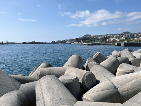 Coastal Protection Tetrapods Along the Coastline of Funchal (Madeira Portugal)