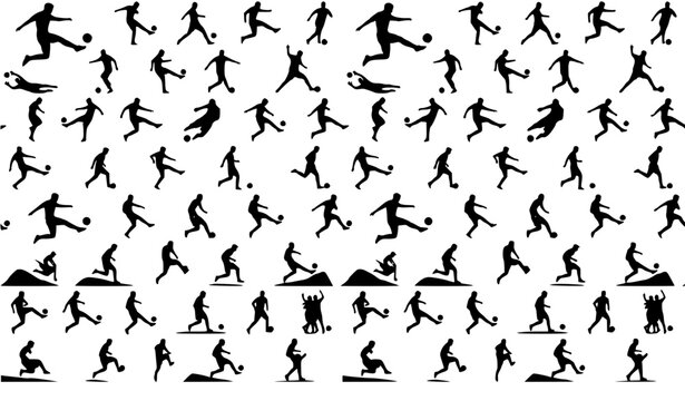 Soccer player silhouettes set football action poses vector collection