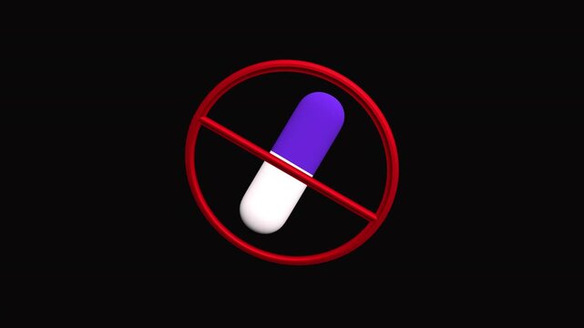 Medicine prohibited or restricted icon Animation. Alpha matte with transparent background 4K resolution.