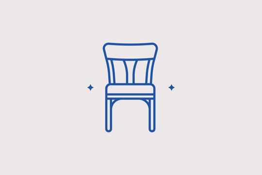 Vintage wooden dining chair line icon for rustic and classic kitchen interiors. Timeless vector illustration for carpentry services and home furniture catalogs.