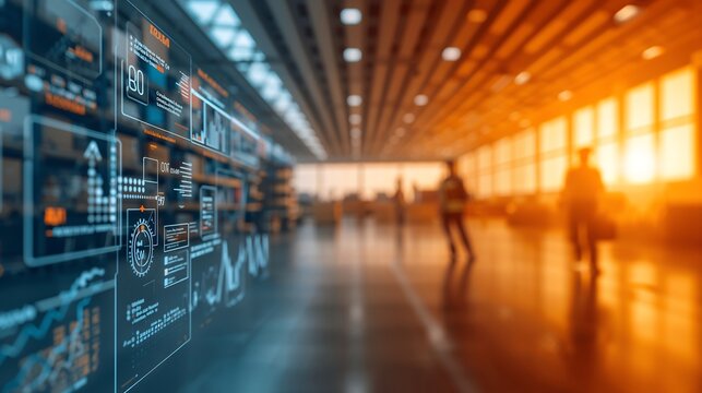 Generative Ai futuristic airport terminal showcasing