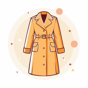 Illustration of a stylish beige trench coat with belt