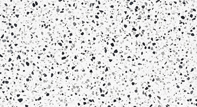 White terrazzo pattern with black grey and white chips seamless texture