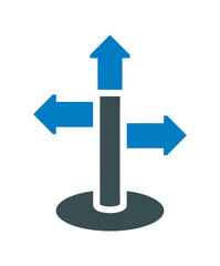 Vector of a directional signpost with three arrows pointing in different directions © SEcho