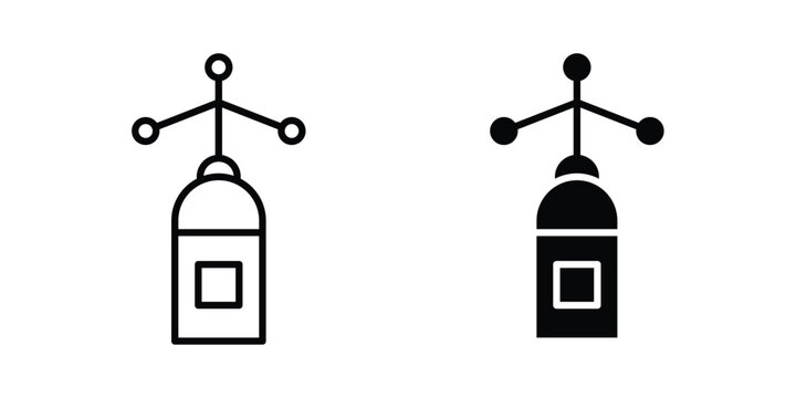 Anemometer icon Illustration vector set, glyph and line icons