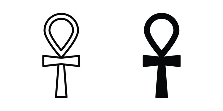 Ankh icon Illustration vector set, glyph and line icons