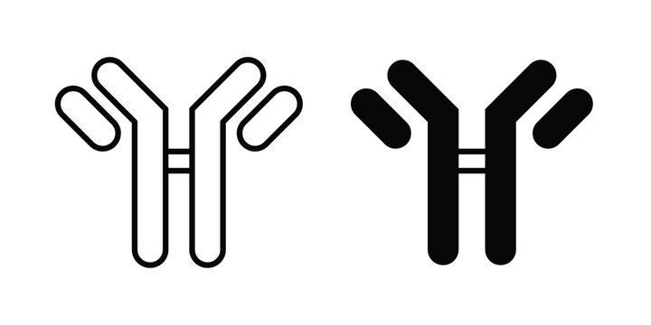 Antibody icon Illustration vector set, glyph and line icons