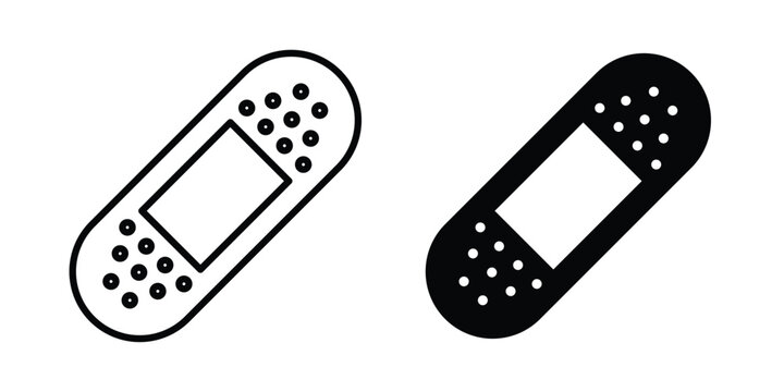 bandaid icon Illustration vector set, glyph and line icons