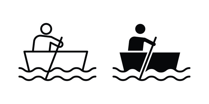 Boat race icon Illustration vector set, glyph and line icons