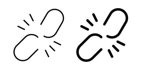Obraz premium Broken link icon Illustration vector set, glyph and line icons