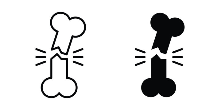 Broken bone icon Illustration vector set, glyph and line icons