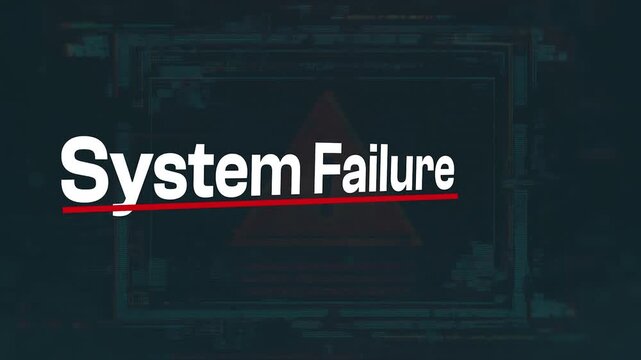 System Failure: A digital depiction of system malfunction, warning users of potential downtime and data loss.